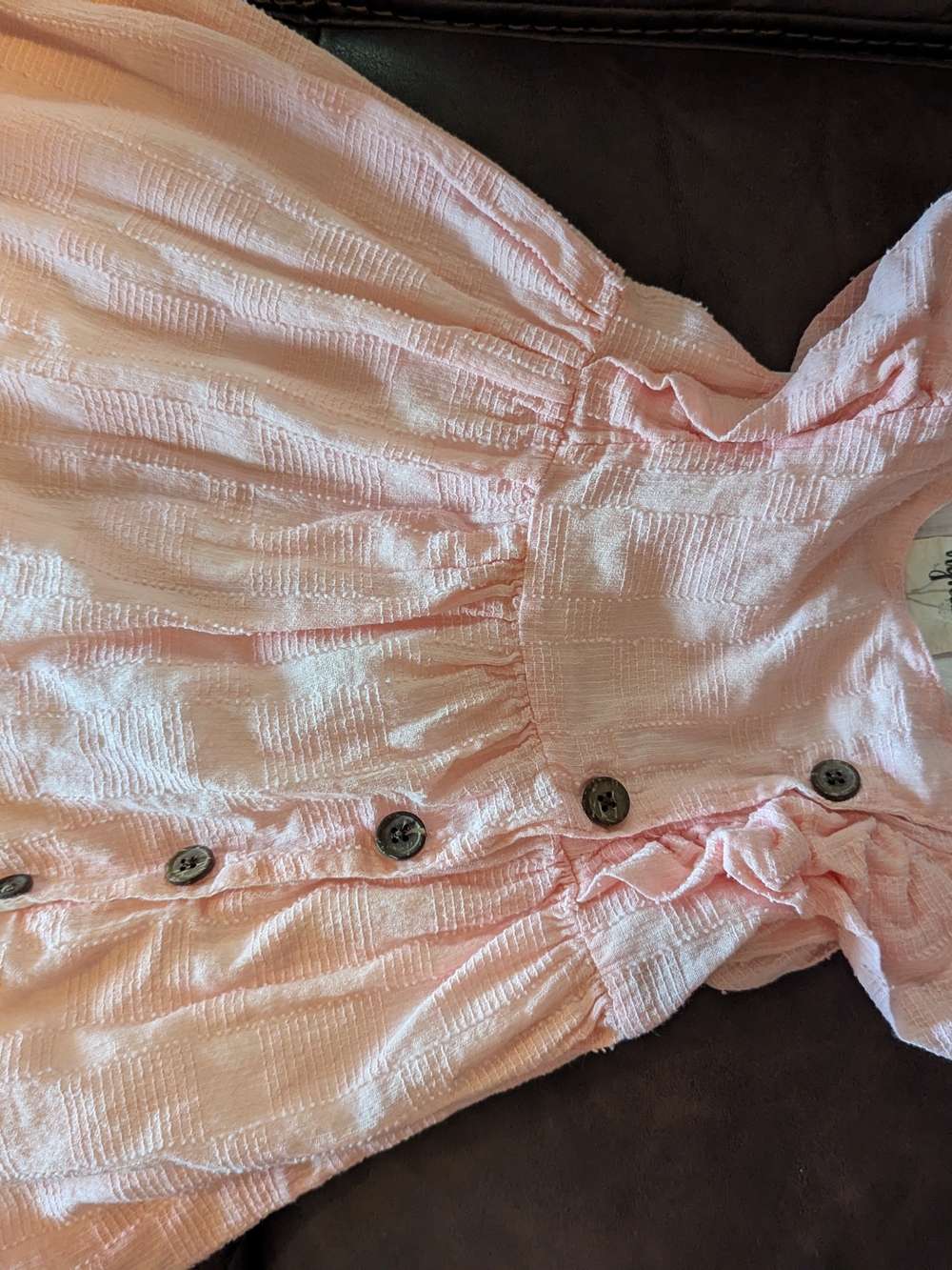 Little Girls' Soft Pink Button-Front Textured Blouse